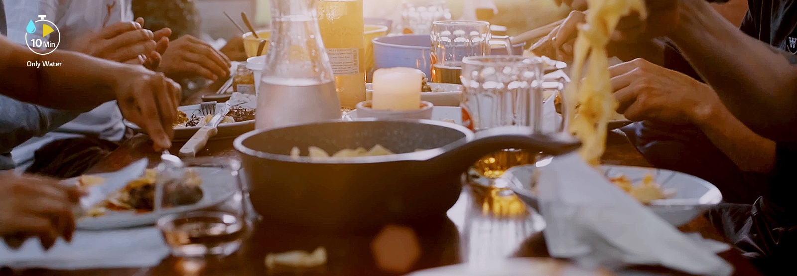 People having a fun meal together.