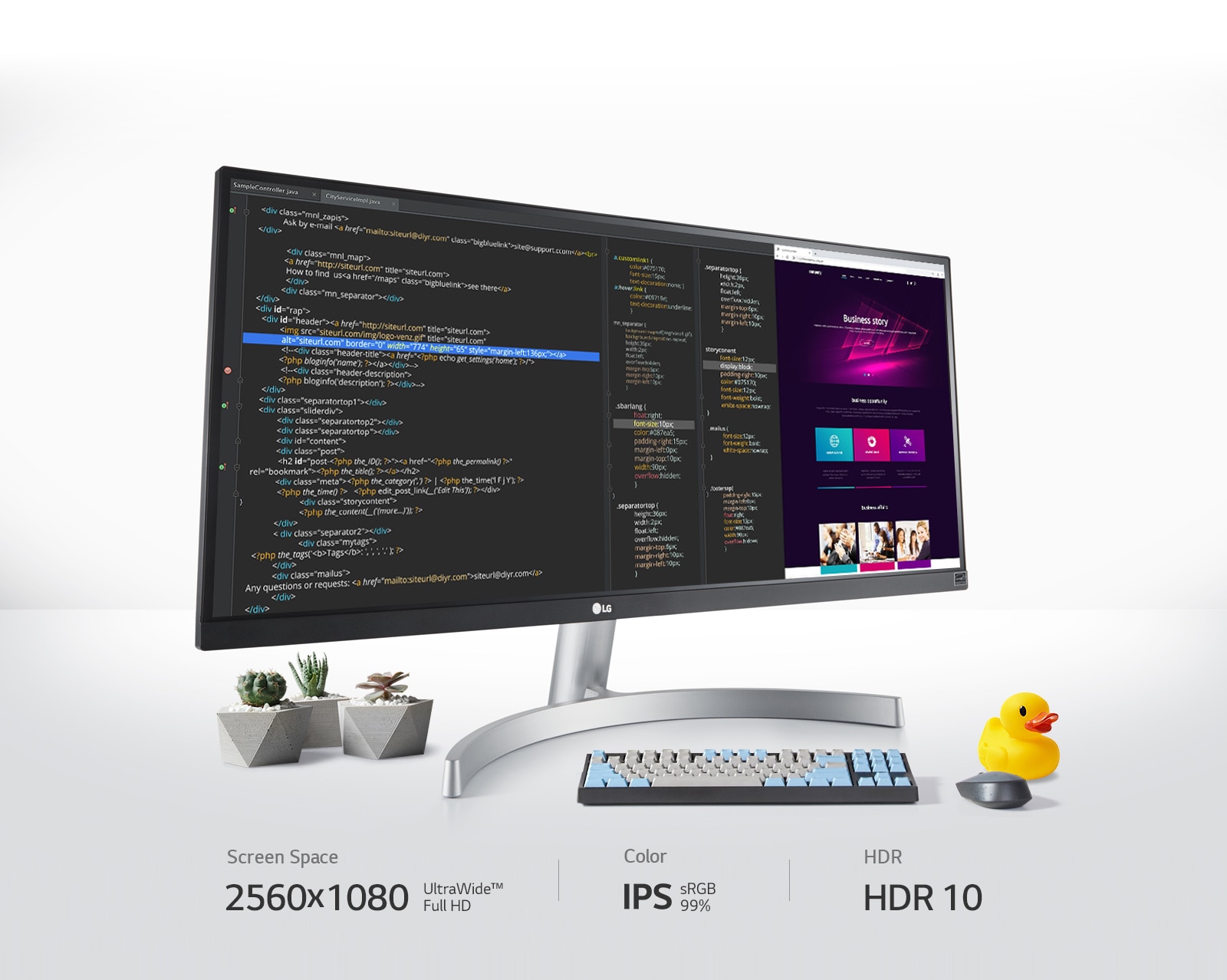 By providing 2560x1080 UltraWide™ Full HD screen,  IPS, sRGB 99% and HDR 10, you can See More Create Better.