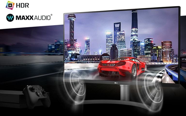 The gaming car scene from Immersive true 4K HDR console game with MAXXAUDIO®