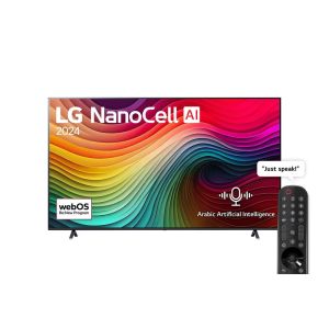 تلفزيون LG NanoCell NANO80 4K الذكي مقاس 86 بوصة المدعوم بجهاز التحكم AI Magic remote وميزة HDR10 وواجهة webOS24 طراز 86NANO80T6A عام (2024)