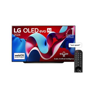 تلفزيون LG OLED evo C4 4K الذكي مقاس 83 بوصة المدعوم بجهاز التحكم AI Magic remote وتكنولوجيا الصوت Dolby Vision وواجهة webOS24 طراز OLED83C46LA عام (2024)