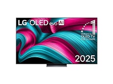 تلفزيون LG OLED C3 يعرض صورة تجريدية ملونة. 